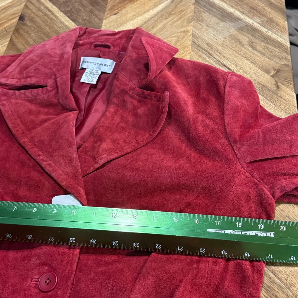 Newport News Red Suede Leather Blazer Jacket Women Size 10 - Picture 4 of 7